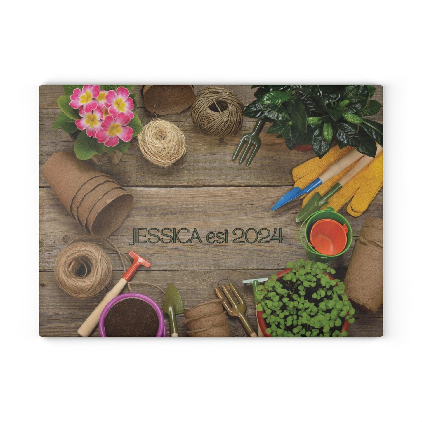 Personalized Garden Glass Cutting Board small