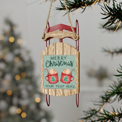 Personalized Merry Christmas Sled Ornaments