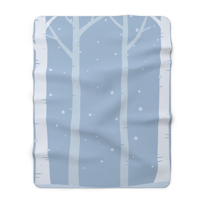 60x80 blue birch tree winter blanket