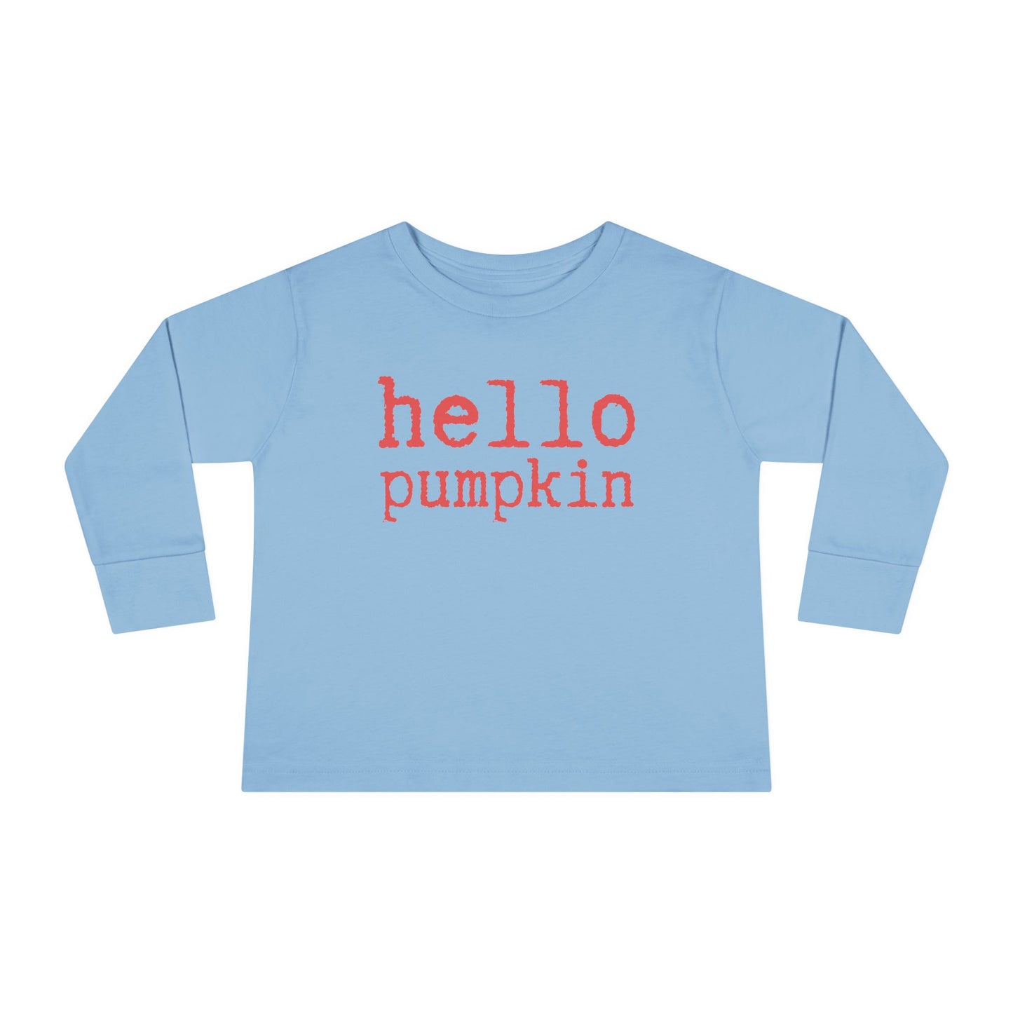 Hello Pumpkin Toddler Long Sleeve Tee Shirt light blue