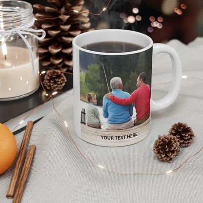 Fishing Mug, Personalized Photo Fishing Coffee Mug, Dad Fishing Mug, Fathers Day Gift, Custom Photo Coffee Mug, Grandpa, Son and Grandson