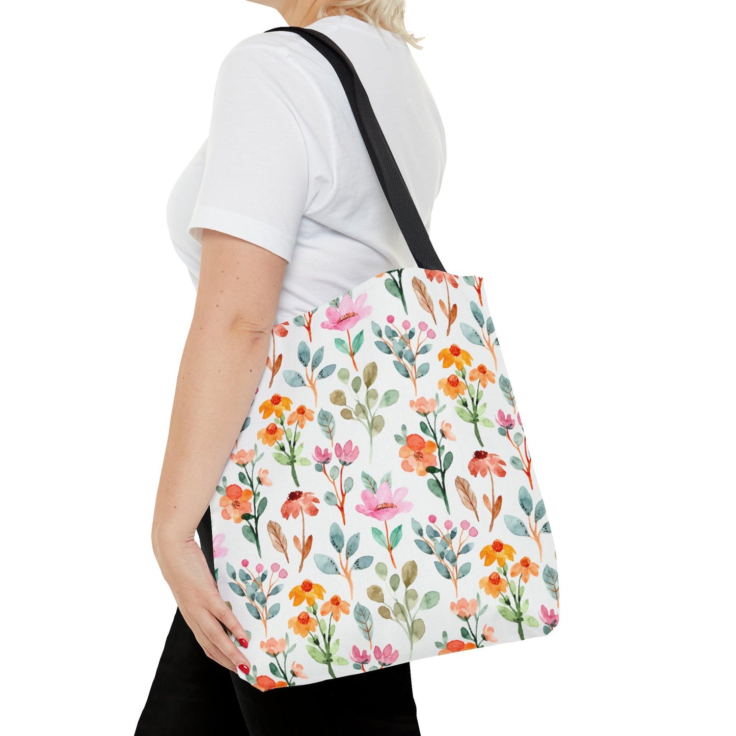 Floral Tote Bag, Beautiful Flowers with All Over Print Tote, Botanical Bag, Gardener Accessory Bag