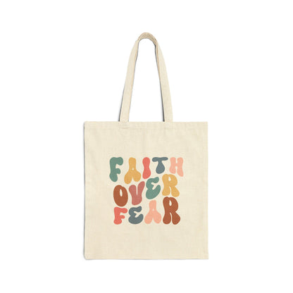 Faith Over Fear Canvas Tote Bag, Christian Bag, Pastor Gift