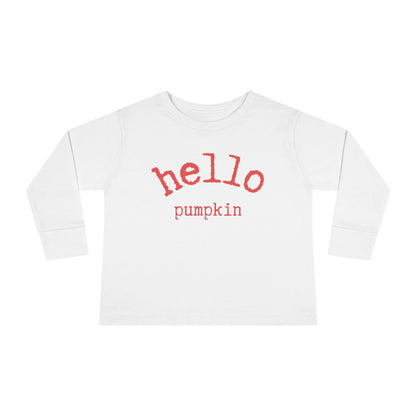  Hello Pumpkin Toddler Long Sleeve Tee Shirt white