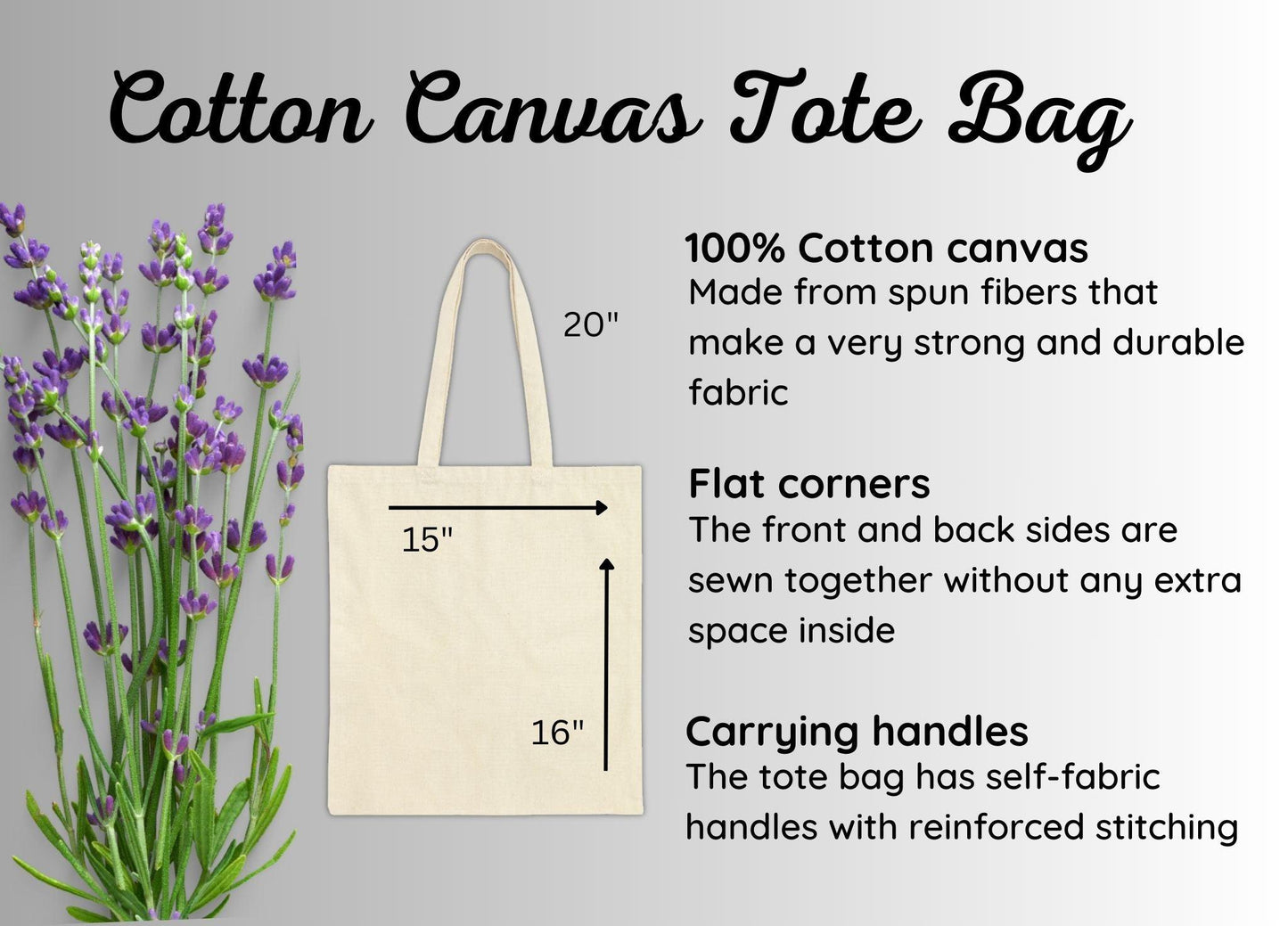 cotton canvas tote bag chart