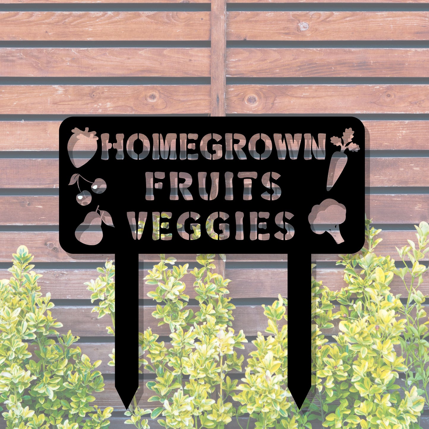 Homegrown Veggies Fruits Metal Stake Sign