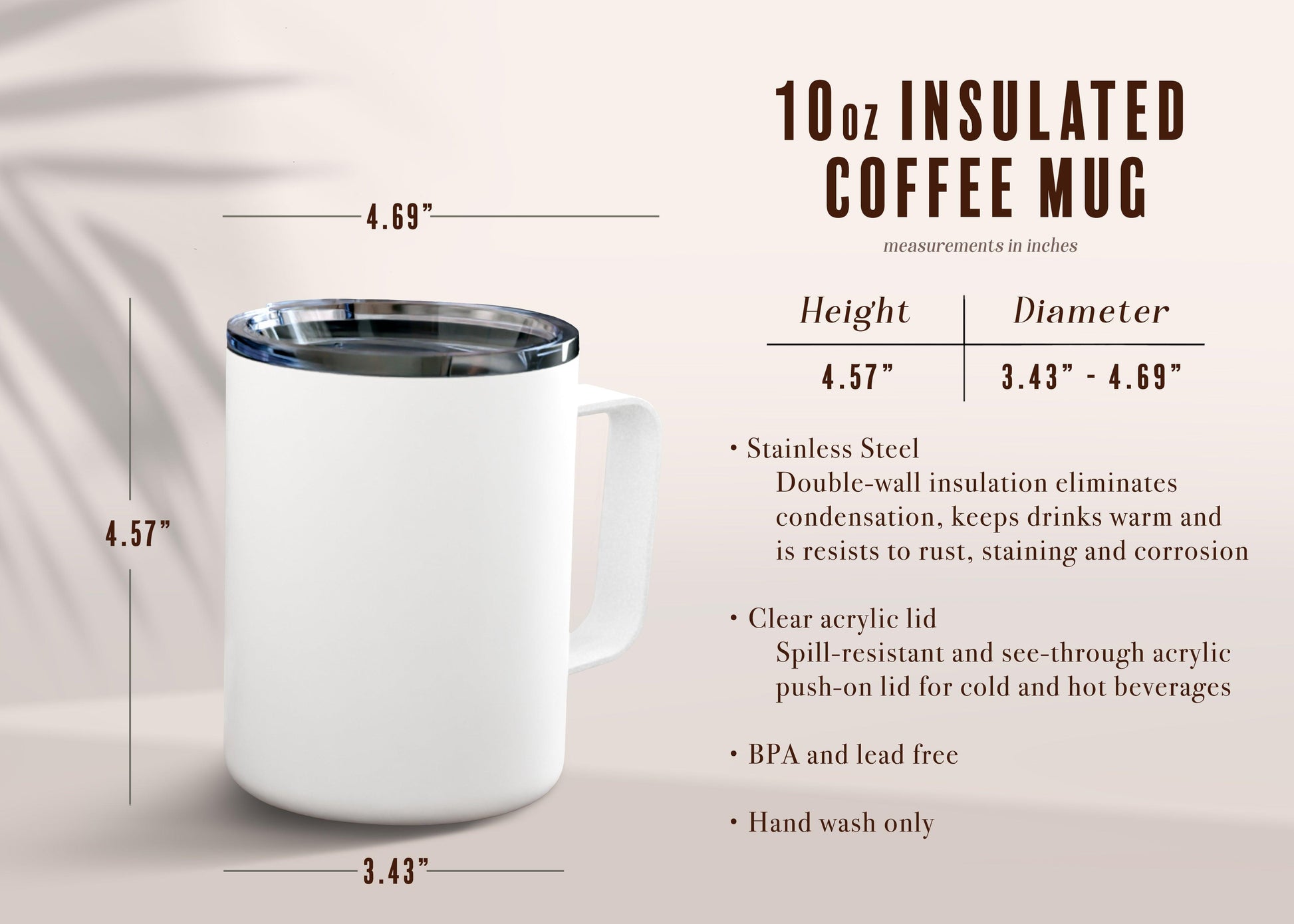 10 ounce insulated coffee mug chart