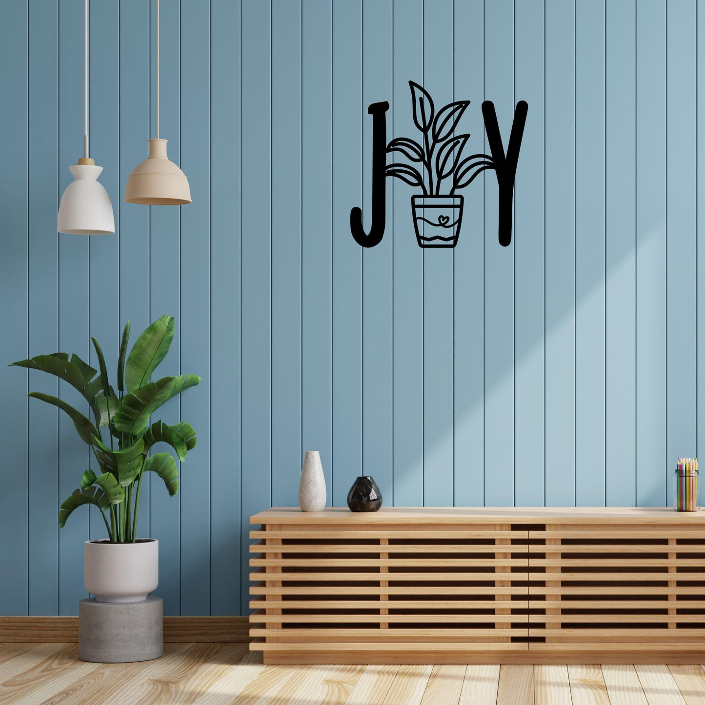 Joy Plant Metal Wall Art Sign