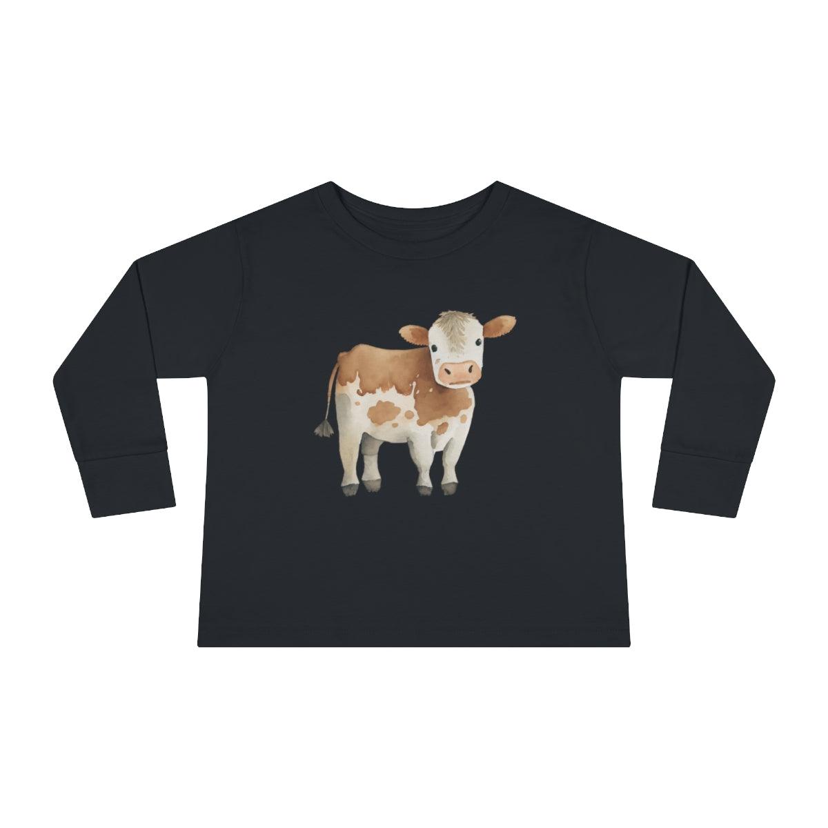 Farm Animal Cow Toddler Long Sleeve Shirt black