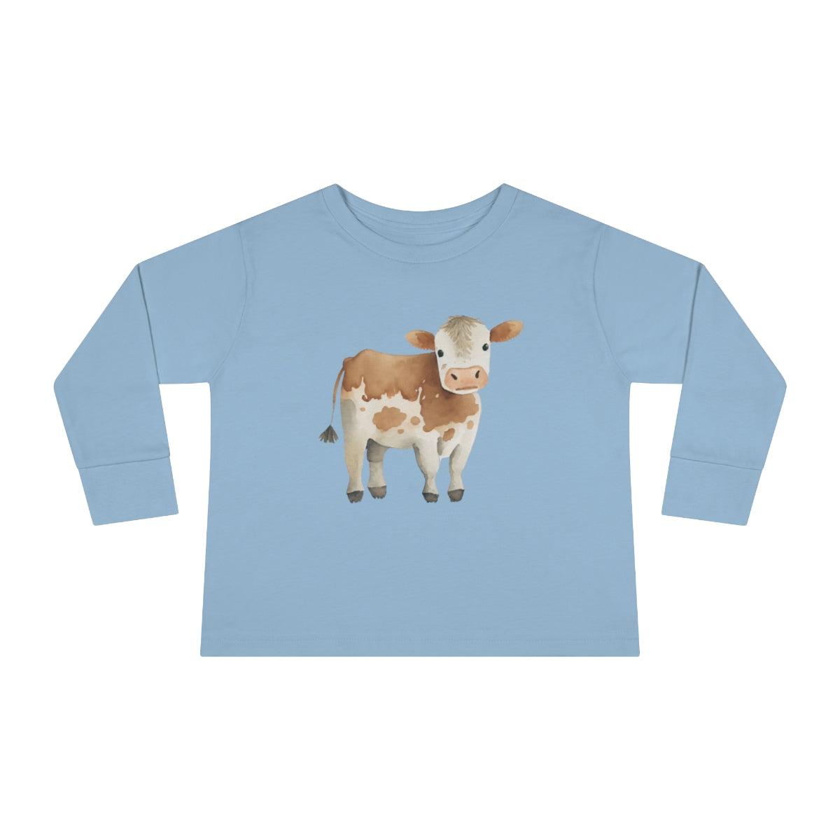 Farm Animal Cow Toddler Long Sleeve Shirt light blue