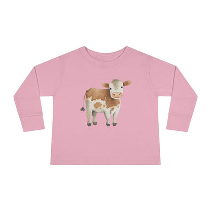 Farm Animal Cow Toddler Long Sleeve Shirt pink