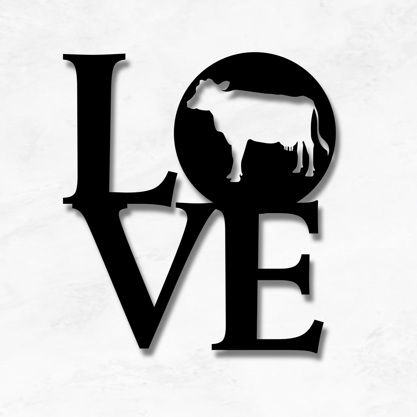 Love Cow Metal Sign