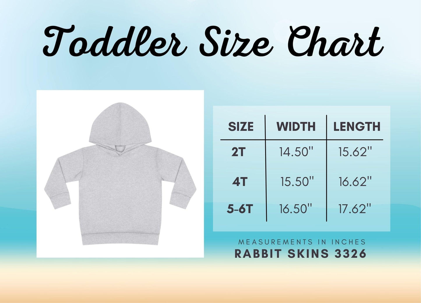 toddler size chart for hoodie