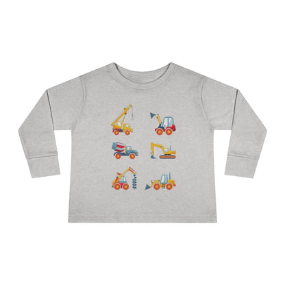 Construction Trucks Toddler Long Sleeve Shirt heather