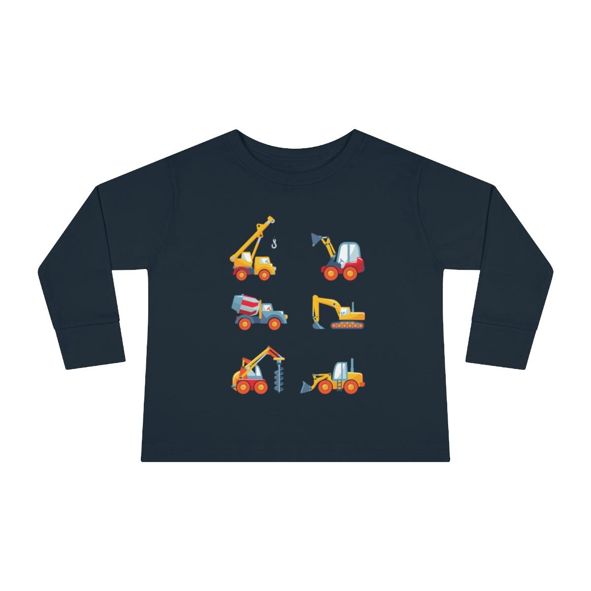 Construction Trucks Toddler Long Sleeve Shirt navy