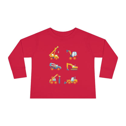 Construction Trucks Toddler Long Sleeve Shirt red