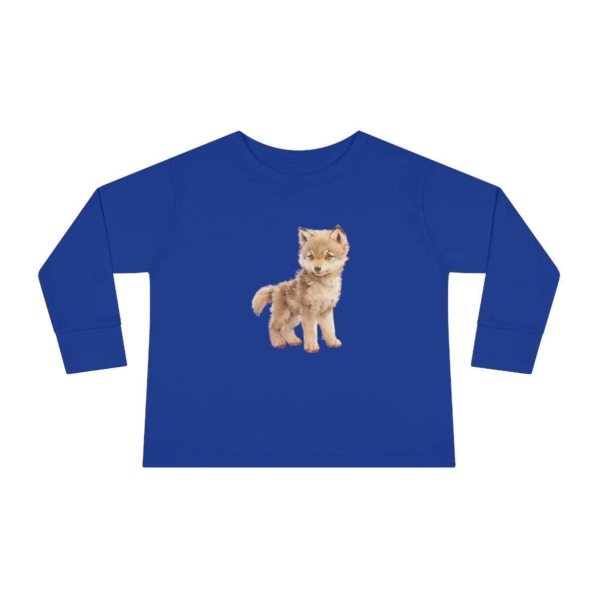 Woodland Baby Wolf Toddler Long Sleeve Shirt royal