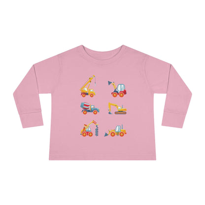 Construction Trucks Toddler Long Sleeve Shirt pink