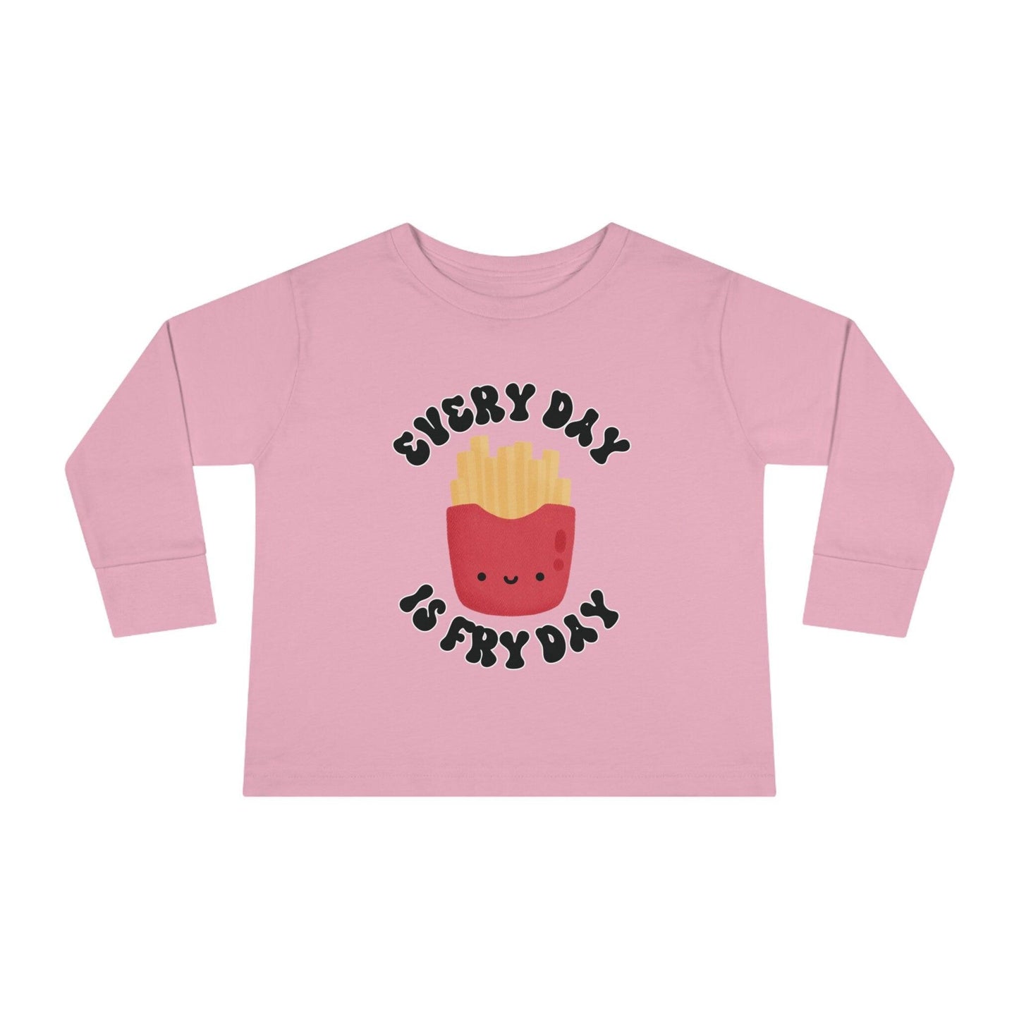 Every Day Is Fry Day Toddler Long Sleeve Shirt pink