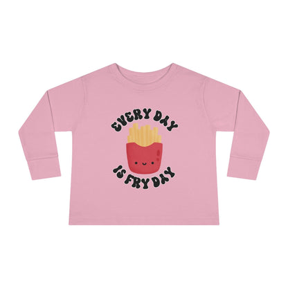 Every Day Is Fry Day Toddler Long Sleeve Shirt pink