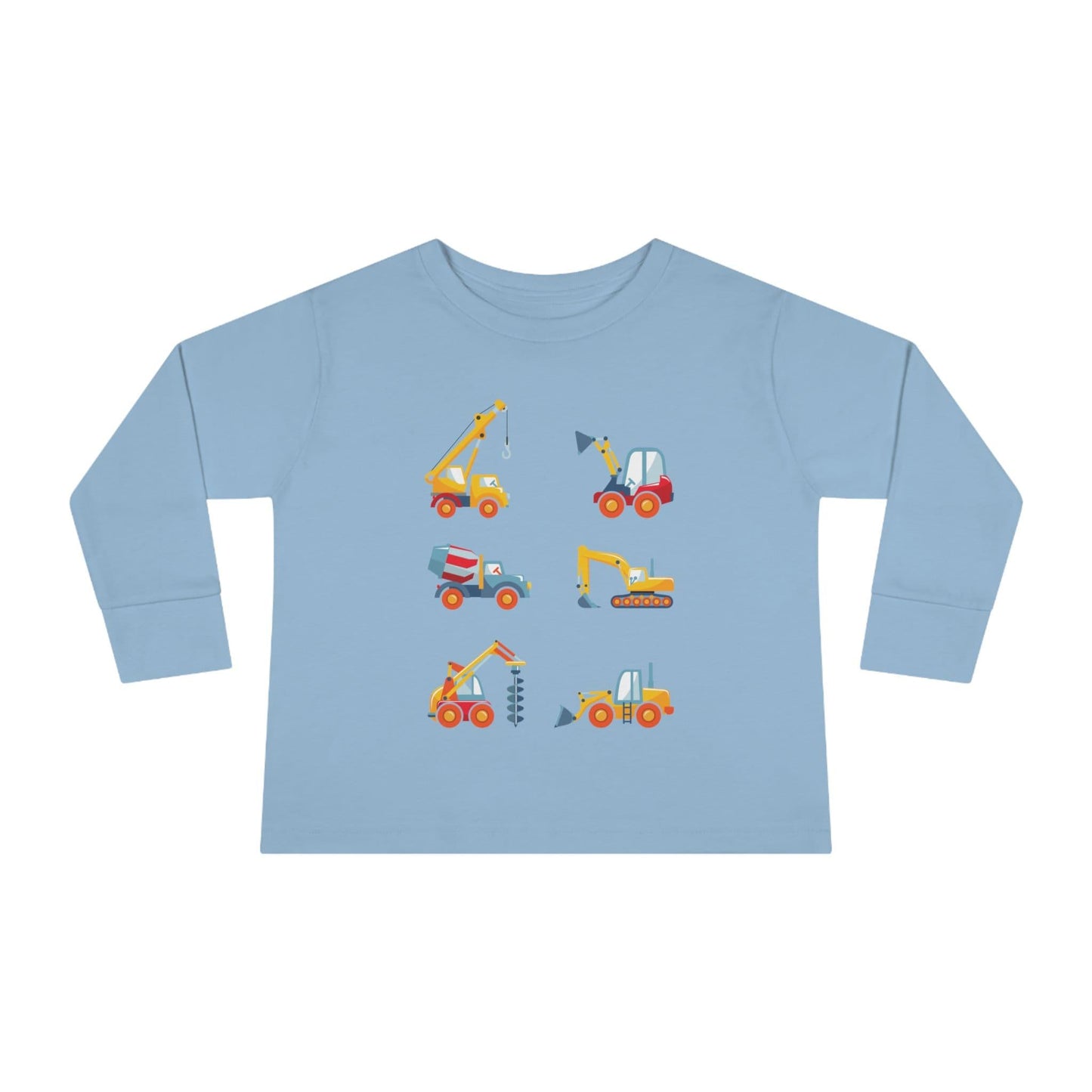 Construction Trucks Toddler Long Sleeve Shirt light blue