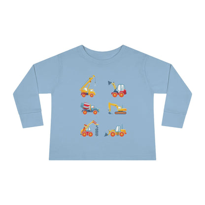 Construction Trucks Toddler Long Sleeve Shirt light blue