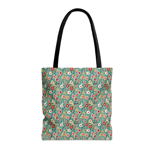 Floral Print Canvas Tote Bags laying flat