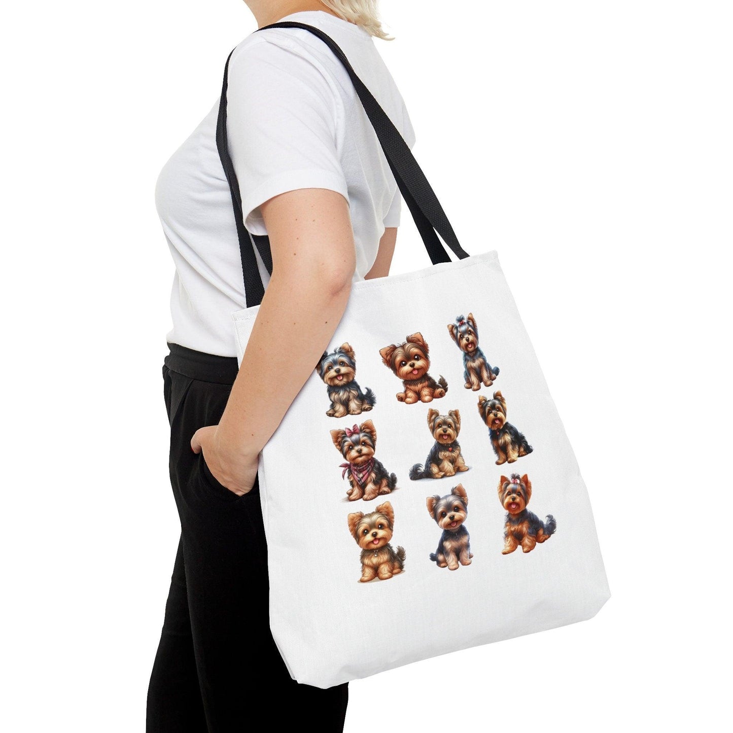 Yorkie Pups Canvas Tote Bag large size