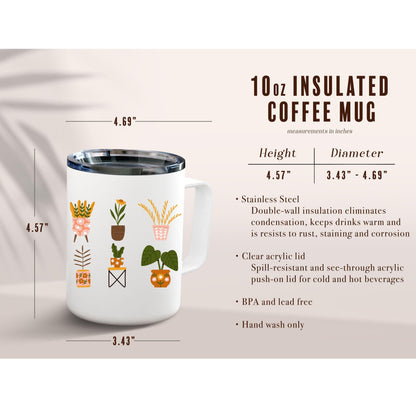 Modern Plants Insulated Coffee Mug sizing chart