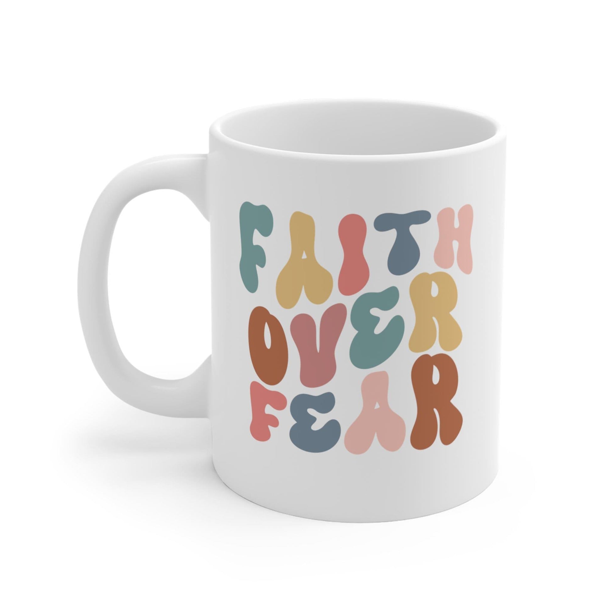 Faith Over Fear Retro Coffee Mug front