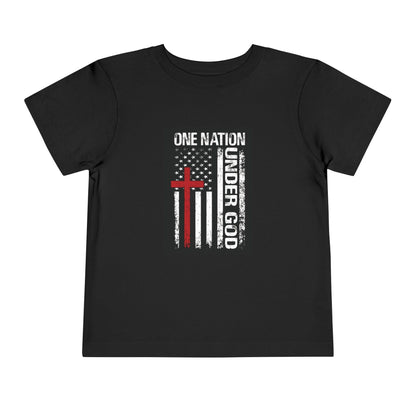 One Nation Under God Flag Toddler T-Shirt black