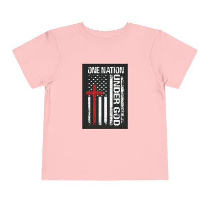 One Nation Under God Flag Toddler T-Shirt pink