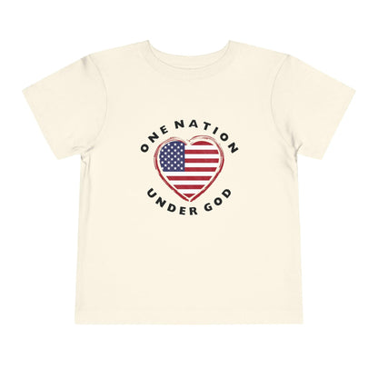 One Nation Under God Flag Heart Toddler T-Shirt natural