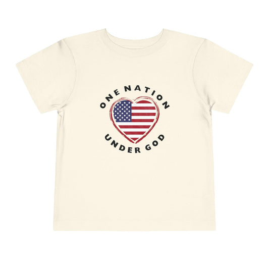 One Nation Under God Flag Heart Toddler T-Shirt natural