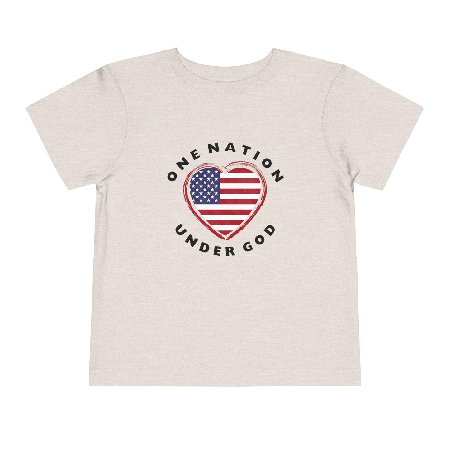 One Nation Under God Flag Heart Toddler T-Shirt heather dust