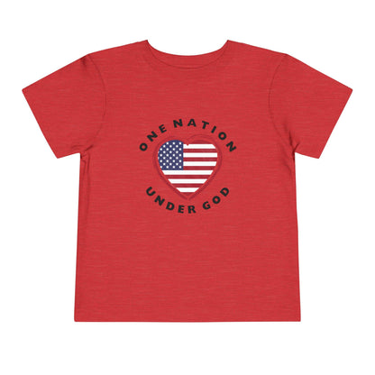 One Nation Under God Flag Heart Toddler T-Shirt red