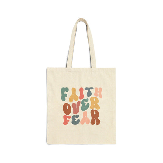 Faith Over Fear Canvas Tote Bag natural