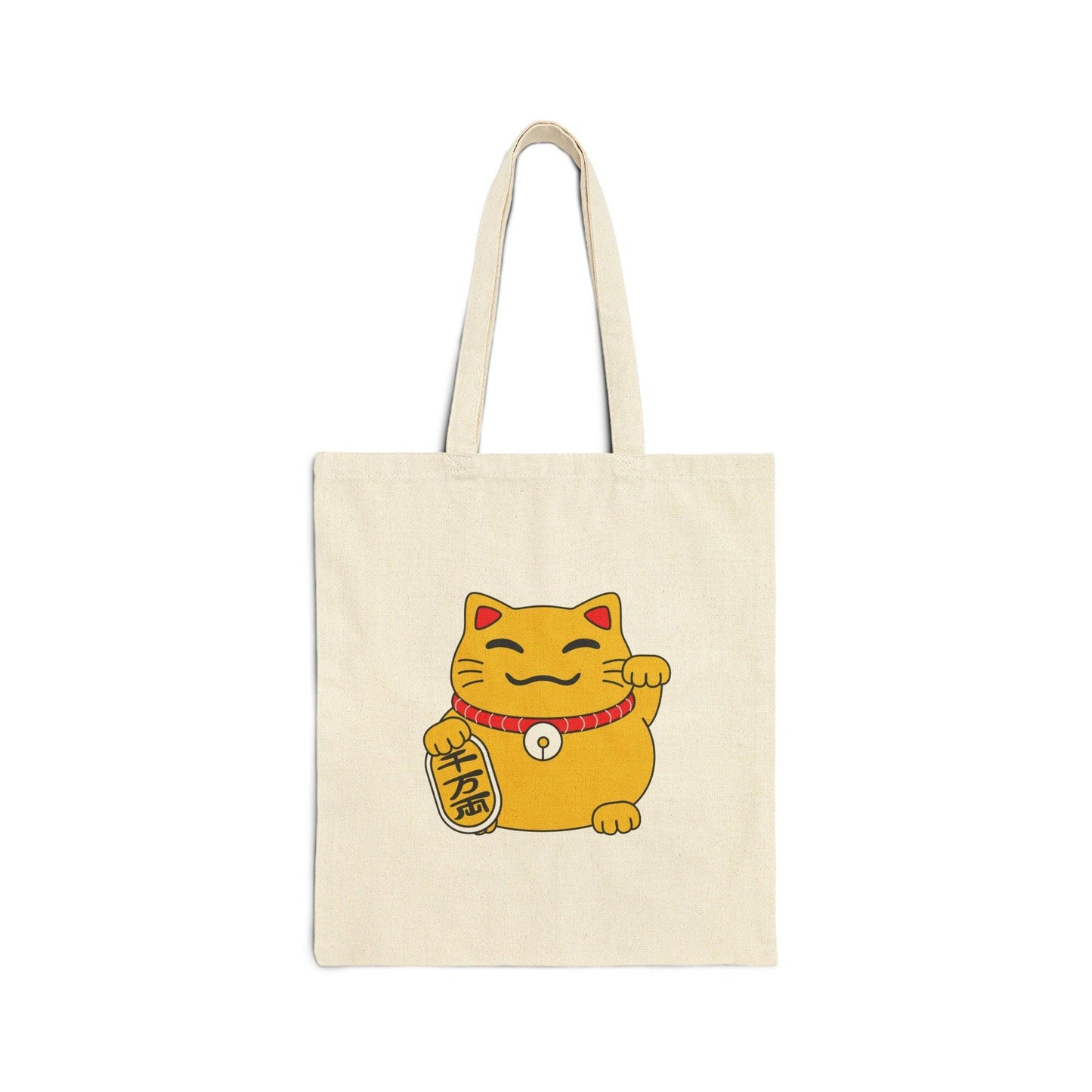 Chinese Cat Cotton Canvas Tote Bag natural color