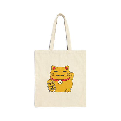 Chinese Cat Cotton Canvas Tote Bag natural color