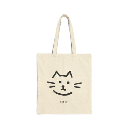 Kitty Cat Canvas Tote Bag natural