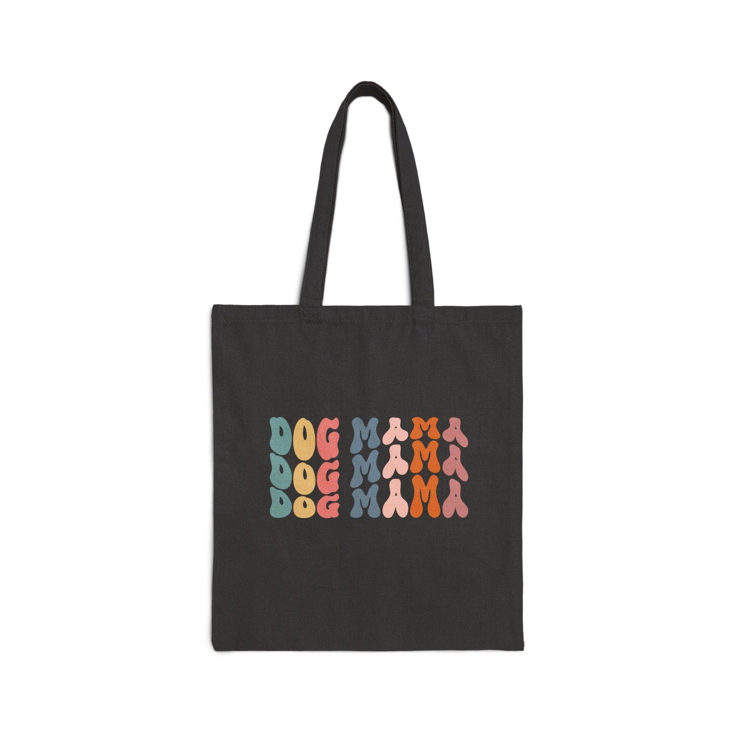 Dog Mama Wavy Canvas Tote Bag black