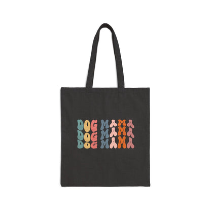 Dog Mama Wavy Canvas Tote Bag black