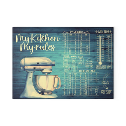 My Kitchen My Rules Turquoise Glass Cutting Board large