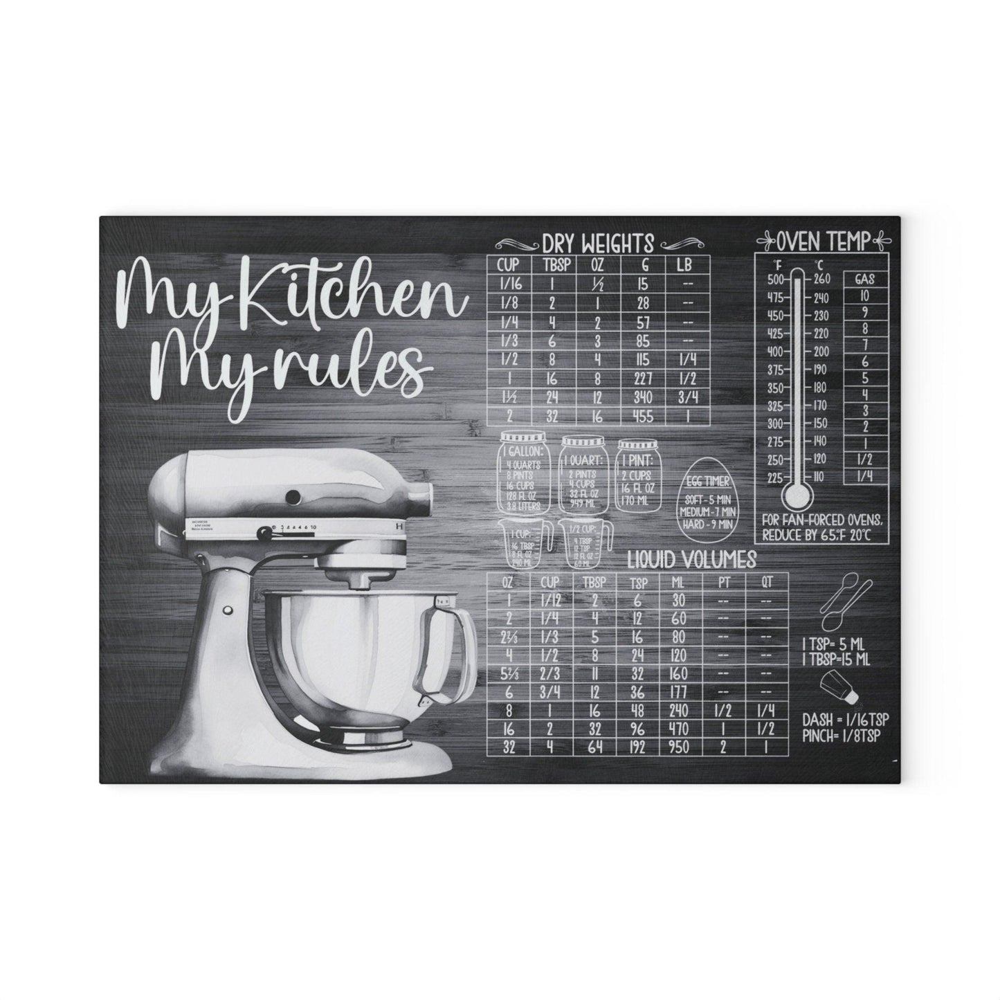 My Kitchen My Rules Black Glass Cutting Board small