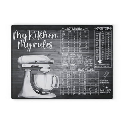 My Kitchen My Rules Black Glass Cutting Board large