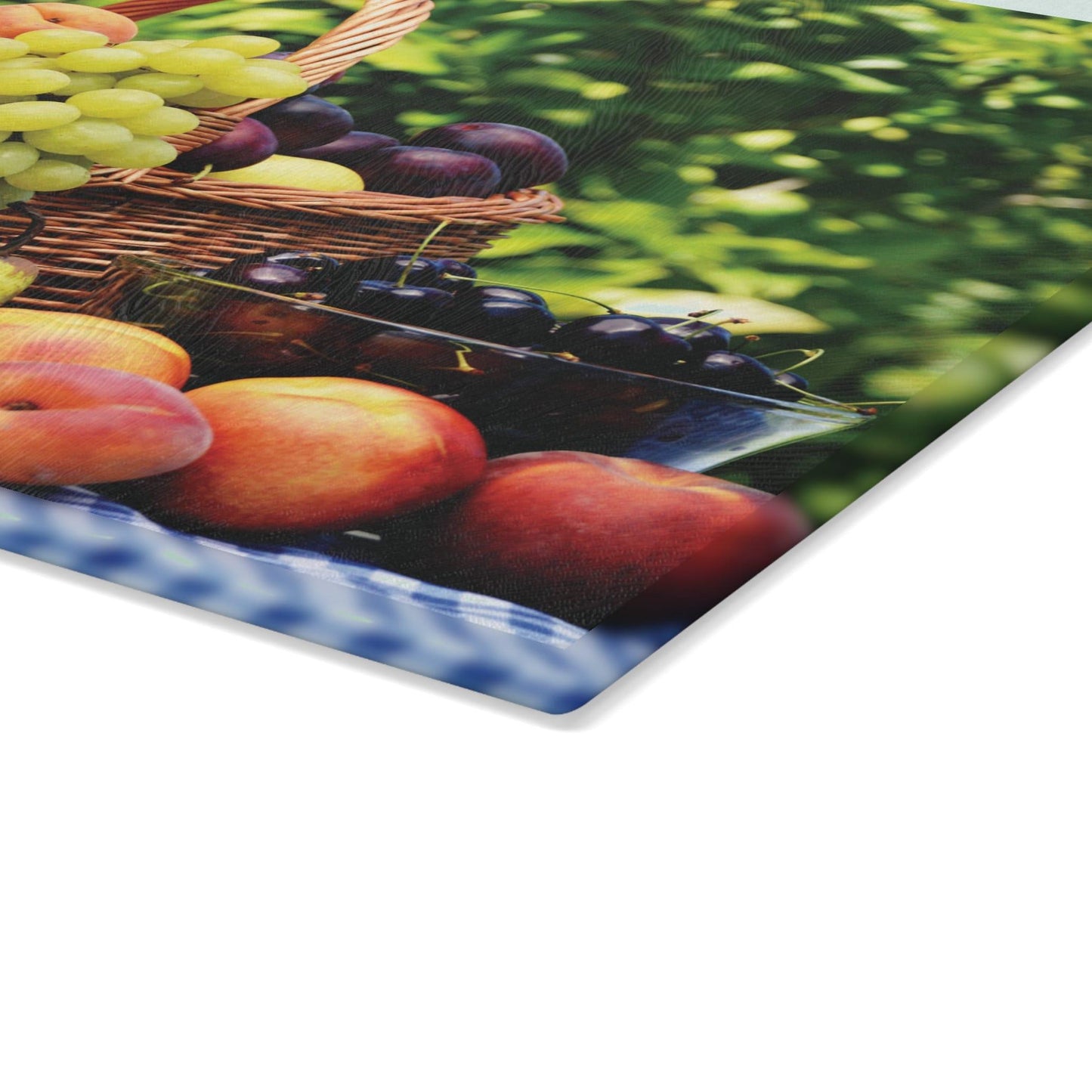 Fruit Basket Glass Cutting Board corner shot