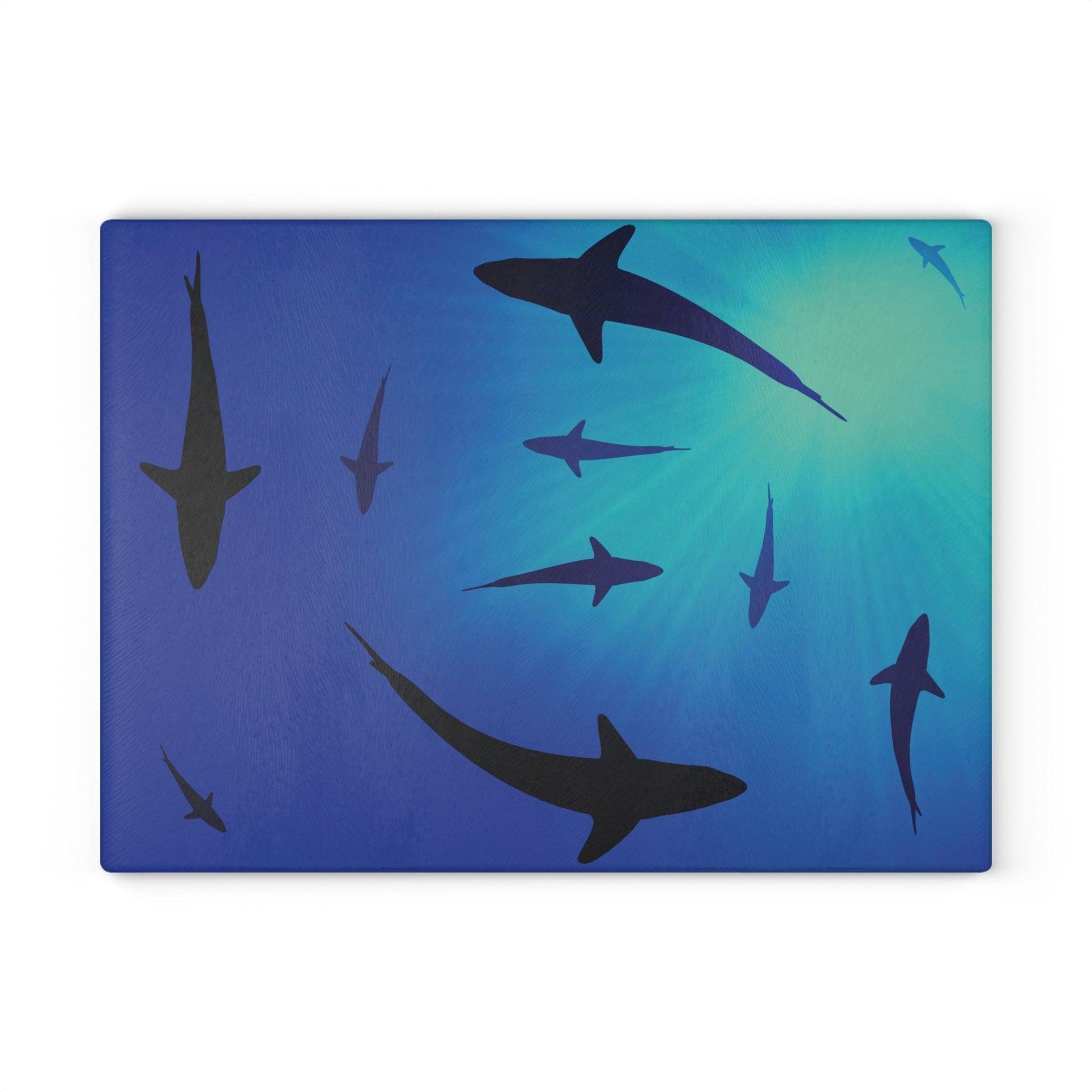 Sharks Glass Cutting Board large