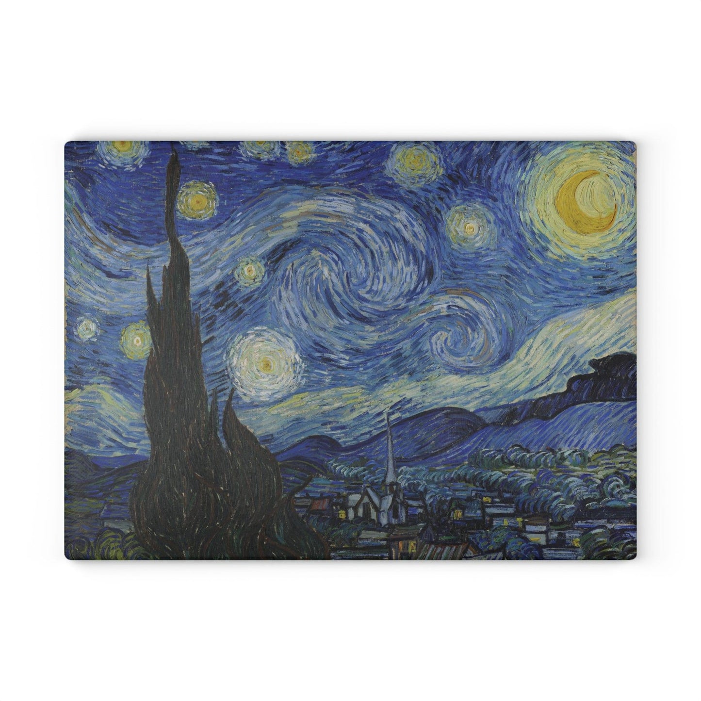 Starry Night Vincent Van Gogh Glass Cutting Board large