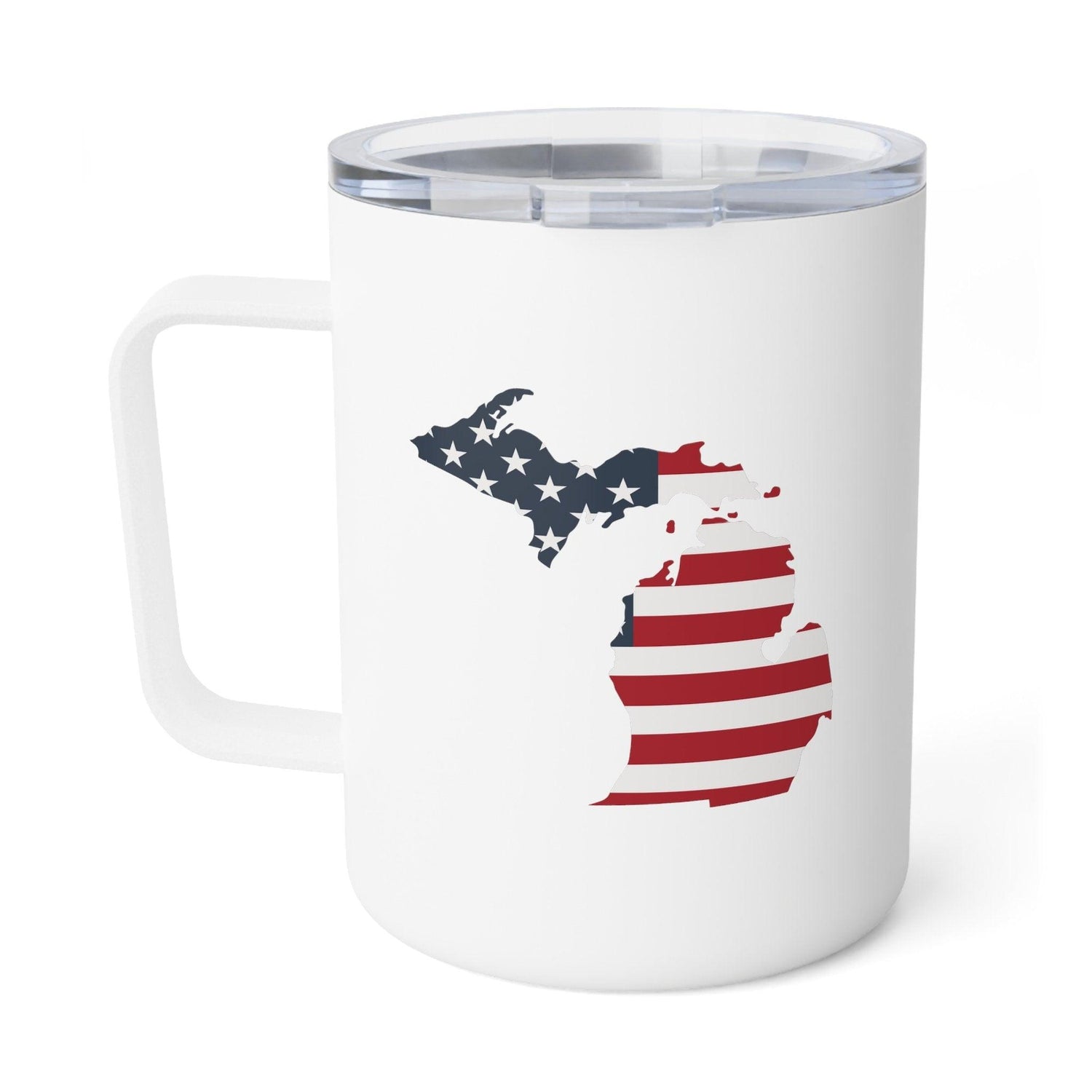 Michigan State American Flag Insulated Coffee Mug front