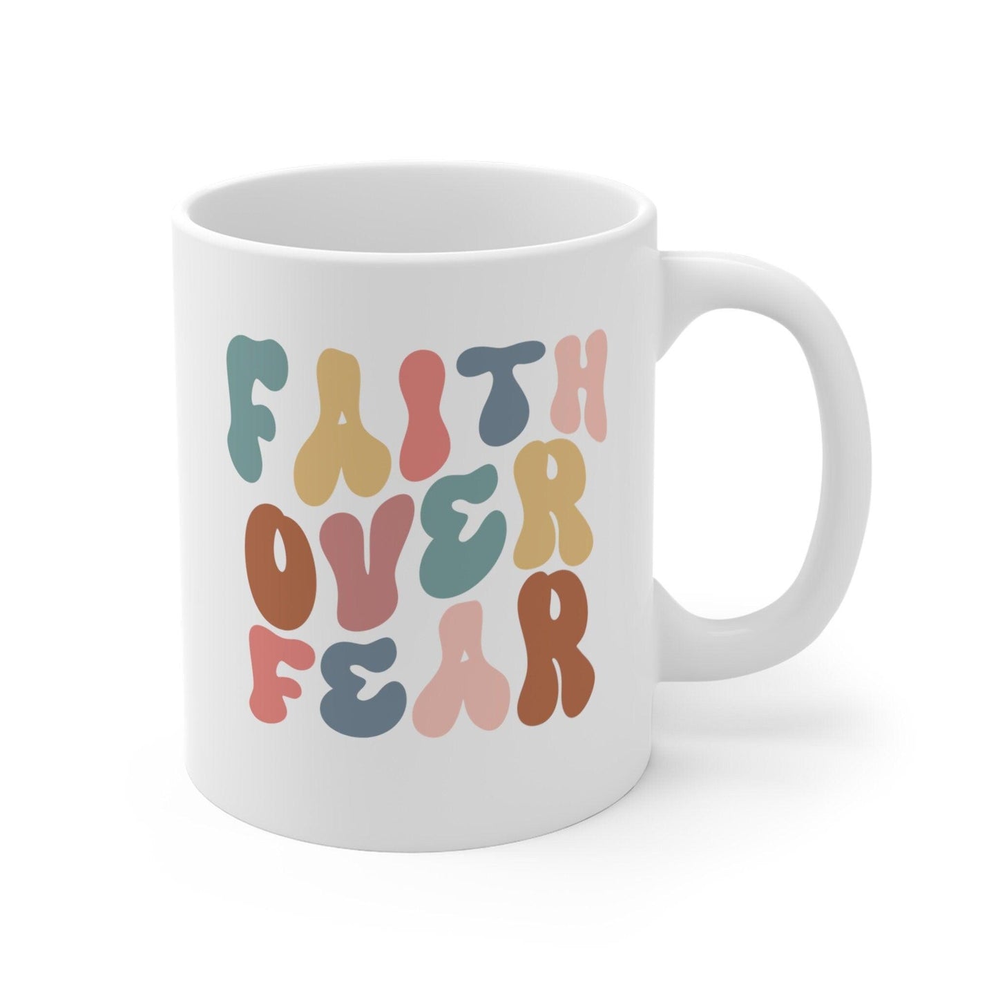 Faith Over Fear Retro Coffee Mug back